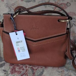Joules Brown Crossbody Bag with Chevron Stitching